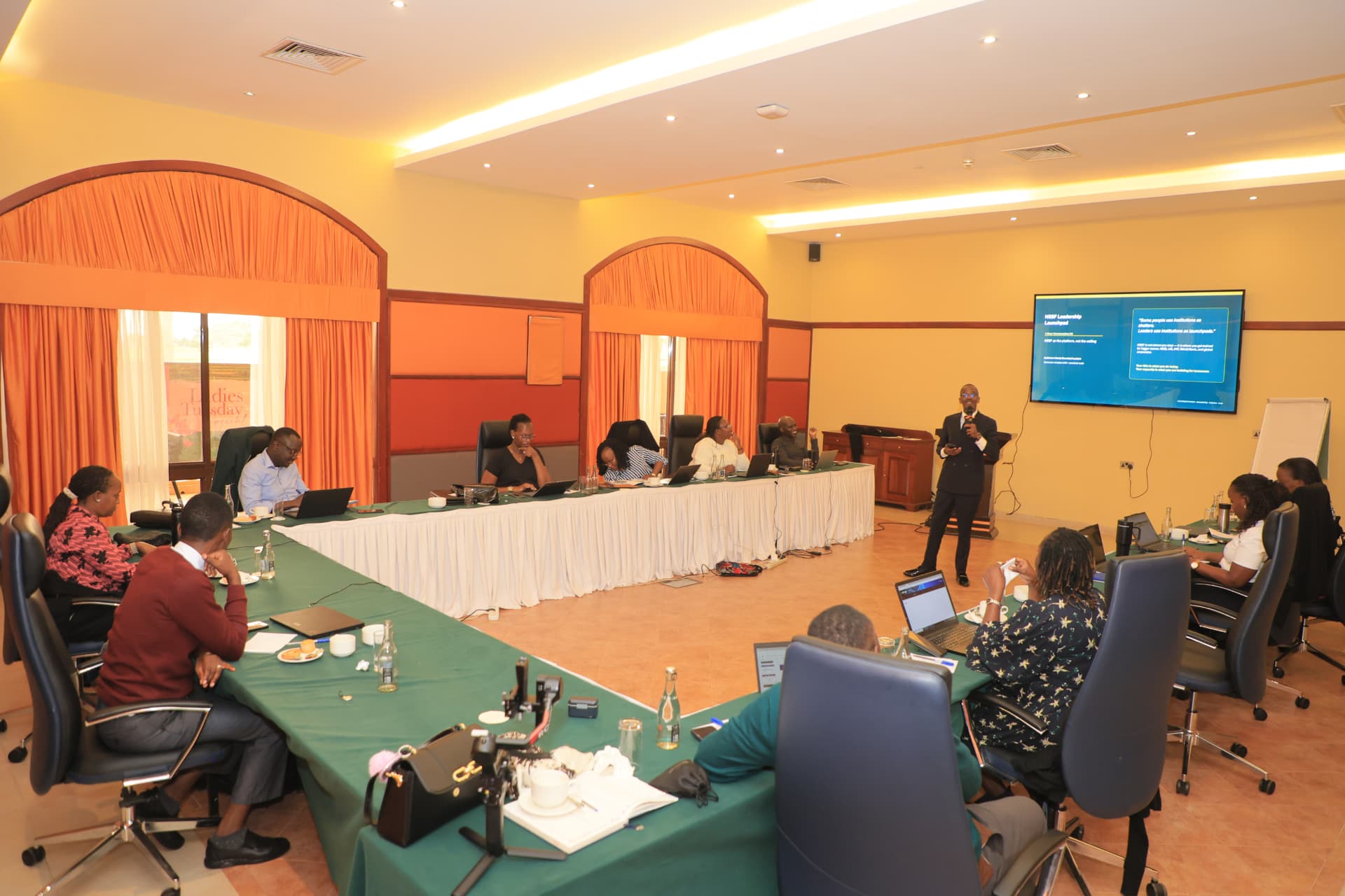 Newton Buteraba presenting to a leadership retreat